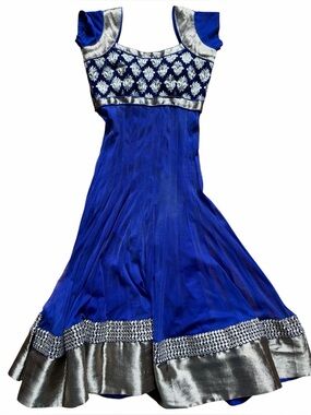 Royal Blue Anarkali Dress Set | Indian Ethnic Wear | Includes Pants & Shawl